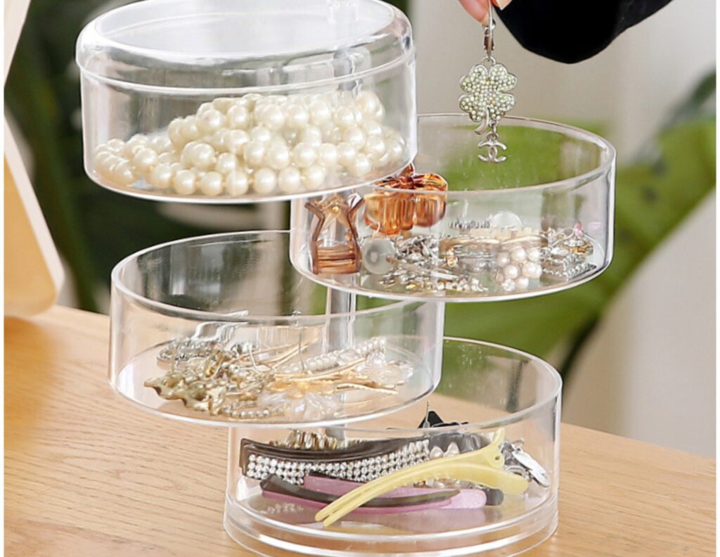 rotating transparent jewellery storage box